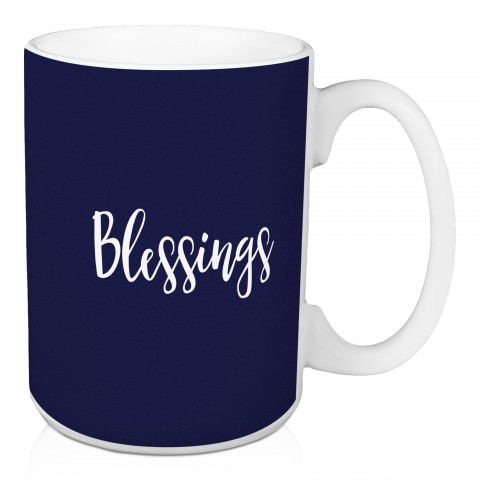 Blessings in Navy 15 oz Mug