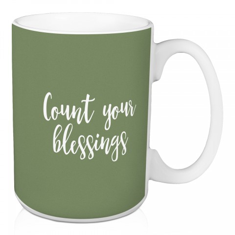 Count Your Blessings in Green 15 oz Mug