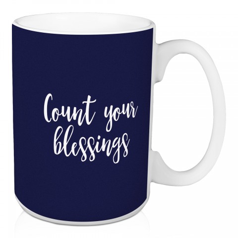 Count Your Blessings in Navy 15 oz Mug