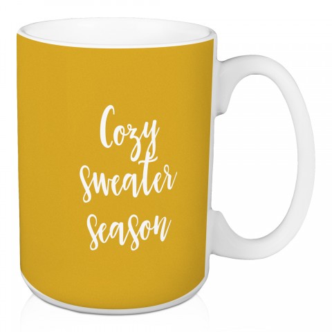 Cozy Sweater Season in Mustard 15 oz Mug