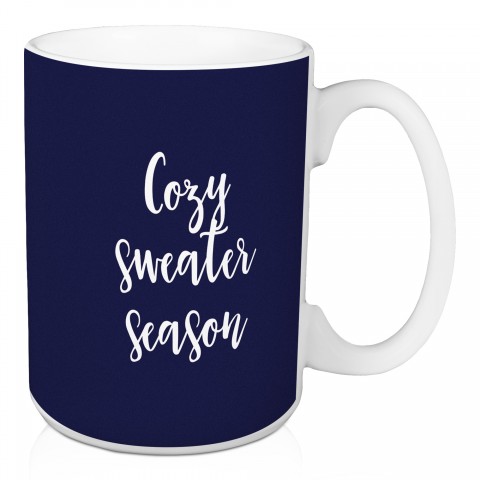 Cozy Sweater Season in Navy 15 oz Mug