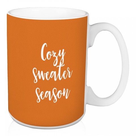 Cozy Sweater Season in Orange 15 oz Mug