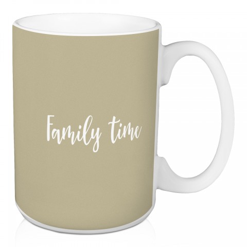 Family Time in Beige 15 oz Mug