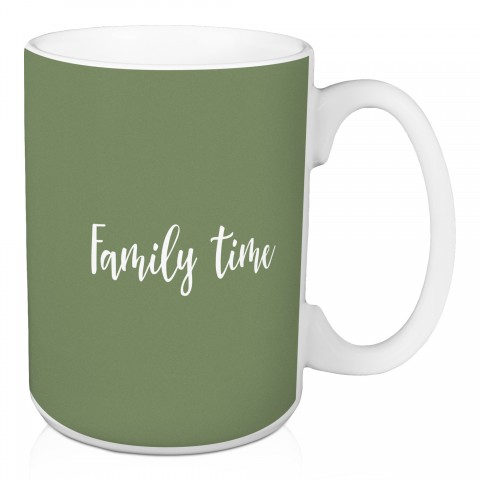 Family Time in Green 15 oz Mug