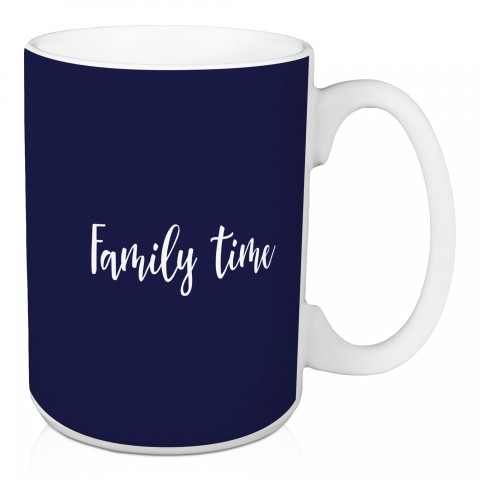 Family Time in Navy 15 oz Mug