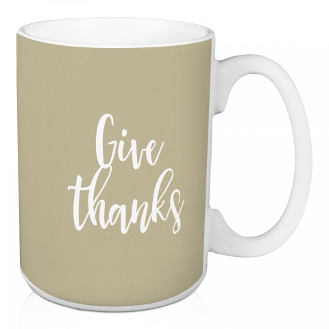 Give Thanks in Beige 15 oz Mug
