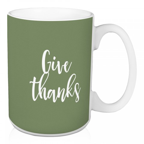 Give Thanks in Green 15 oz Mug