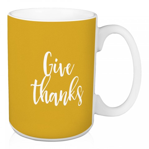 Give Thanks in Mustard 15 oz Mug