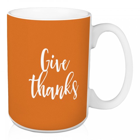 Give Thanks in Orange 15 oz Mug