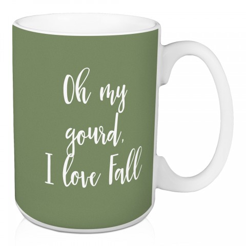 Oh My Gourd, I Love Fall in Green 15 oz Mug