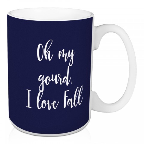 Oh My Gourd, I Love Fall in Navy 15 oz Mug