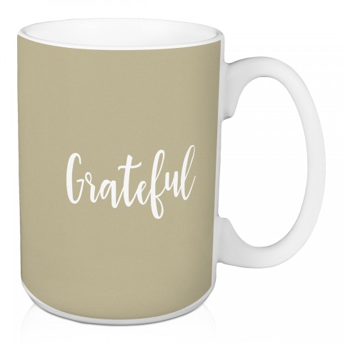 Grateful in Beige 15 oz Mug