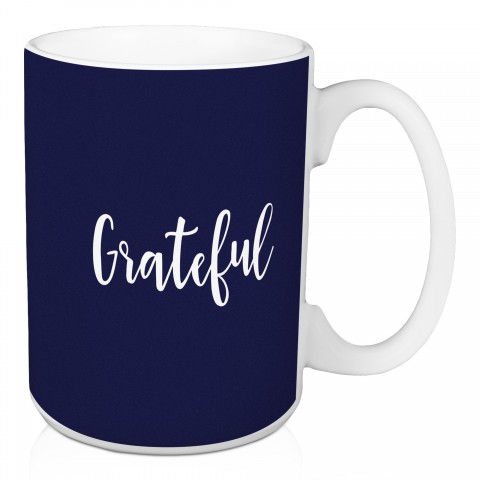 Grateful in Navy 15 oz Mug