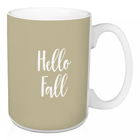 Hello Fall in Beige 15 oz Mug
