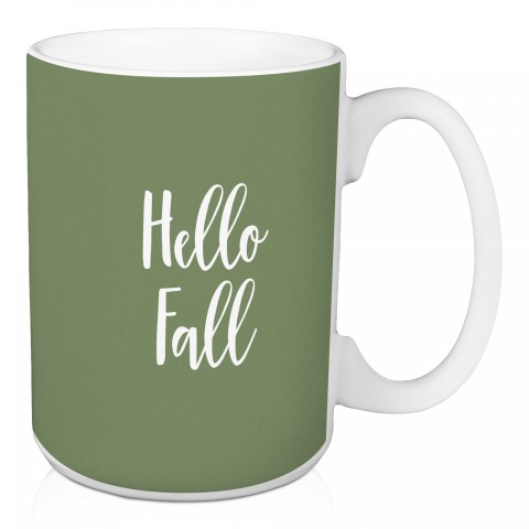Hello Fall in Green 15 oz Mug