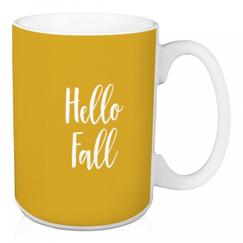 Hello Fall in Mustard 15 oz Mug