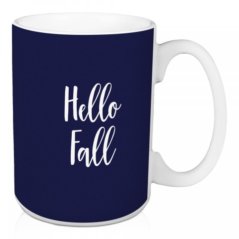 Hello Fall in Navy 15 oz Mug