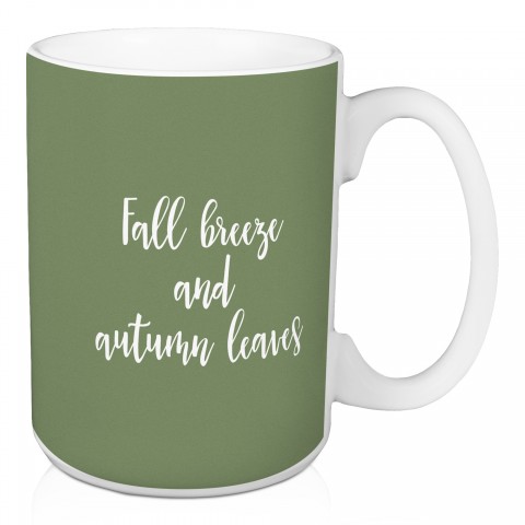 Fall Breeze And Autumn Leaves in Green 15 oz Mug