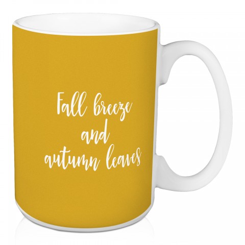 Fall Breeze And Autumn Leaves in Mustard 15 oz Mug