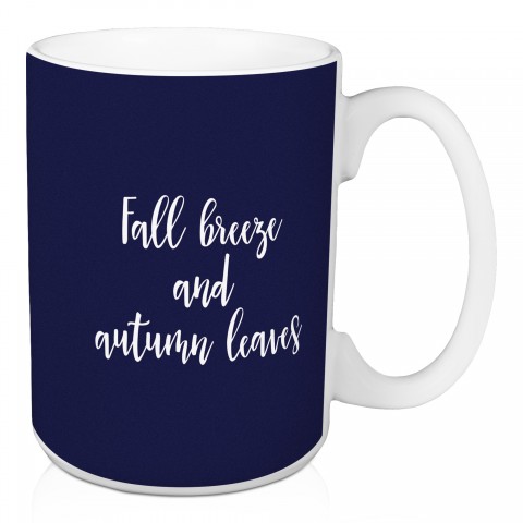 Fall Breeze And Autumn Leaves in Navy 15 oz Mug