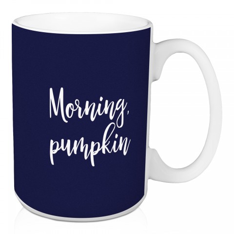 Morning, Pumpkin in Navy 15 oz Mug