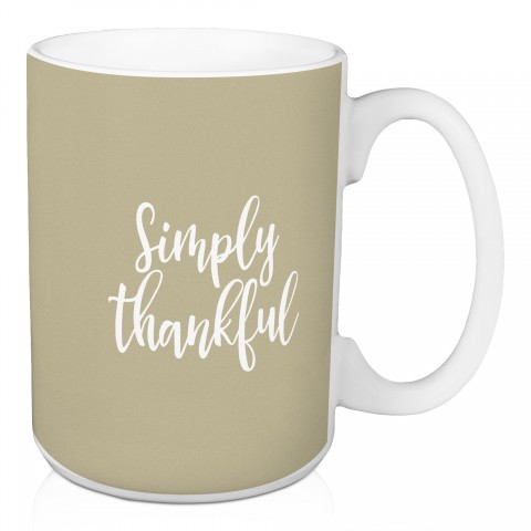 Simply Thankful in Beige 15 oz Mug