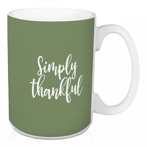 Simply Thankful in Green 15 oz Mug