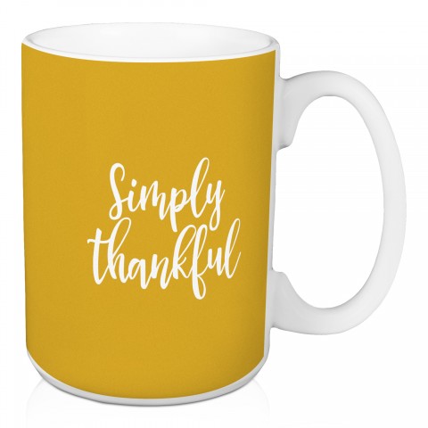 Simply Thankful in Mustard 15 oz Mug
