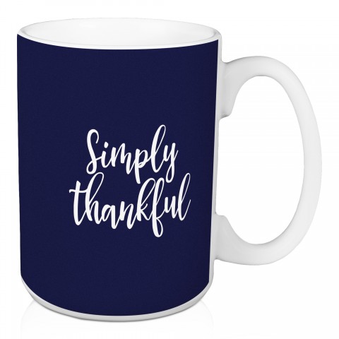 Simply Thankful in Navy 15 oz Mug