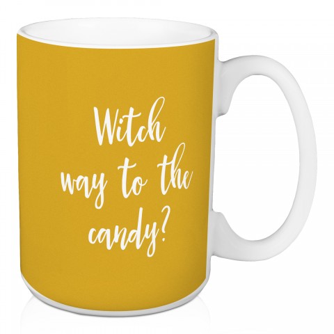 Witch Way To The Candy in Mustard 15 oz Mug