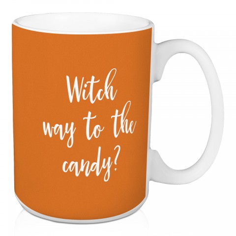 Witch Way To The Candy in Orange 15 oz Mug