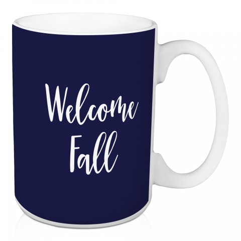 Welcome Fall in Navy 15 oz Mug