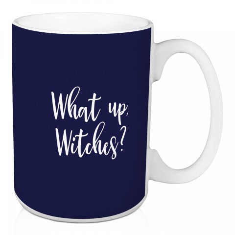 What Up Witches? in Navy 15 oz Mug