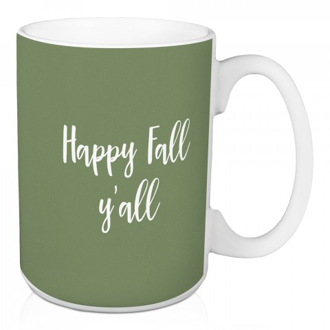 Happy Fall Y'all in Green 15 oz Mug