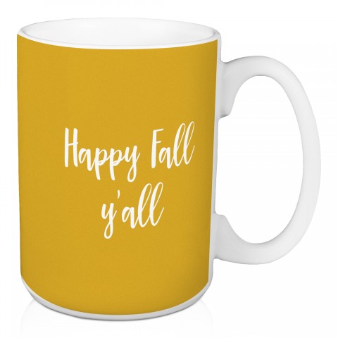 Happy Fall Y'all in Mustard 15 oz Mug