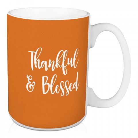 Thankful & Blessed in Orange 15 oz Mug