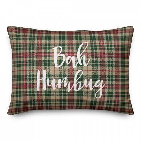 Bah Humbug in Tartan Plaid 14x20 Spun Poly Pillow
