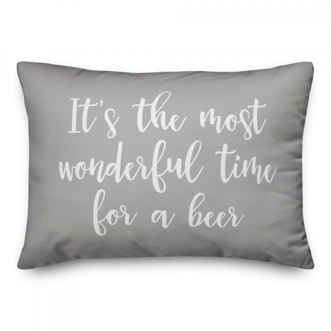 It's The Most Wonderful Time For A Beer in Gray 14x20 Spun Poly Pillow