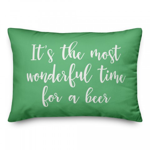 It's The Most Wonderful Time For A Beer in Light Green 14x20 Spun Poly Pillow