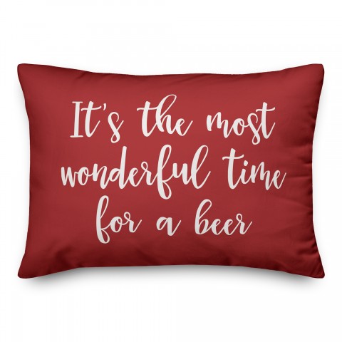 It's The Most Wonderful Time For A Beer in Red 14x20 Spun Poly Pillow