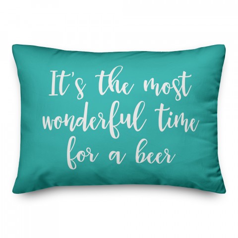 It's The Most Wonderful Time For A Beer in Teal 14x20 Spun Poly Pillow
