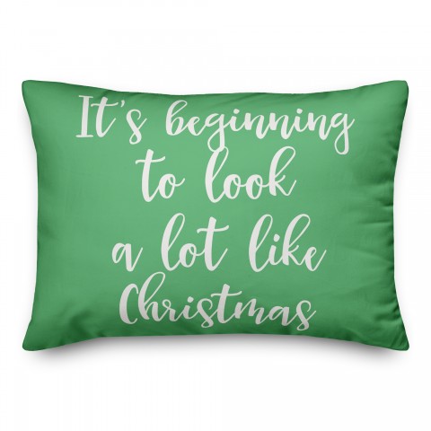 It's Beginning To Look A Lot Like Christmas in Light Green 14x20 Spun Poly Pillow