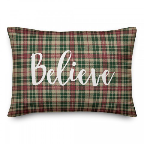 Believe in Tartan Plaid 14x20 Spun Poly Pillow