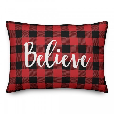 Believe in Buffalo Check Plaid 14x20 Spun Poly Pillow