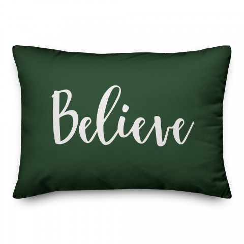 Believe in Dark Green 14x20 Spun Poly Pillow