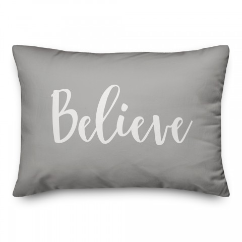 Believe in Believe Gray 14x20 Spun Poly Pillow