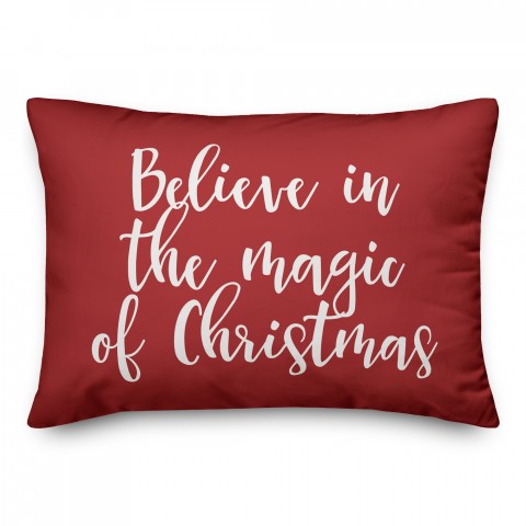 Believe In The Magic Of Christmas in Red 14x20 Spun Poly Pillow