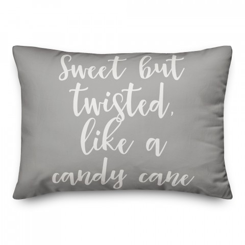 Sweet But Twisted Like A Candy Cane in Gray 14x20 Spun Poly Pillow