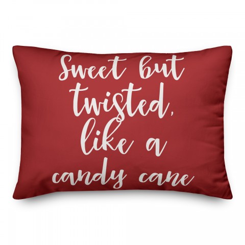 Sweet But Twisted Like A Candy Cane in Red 14x20 Spun Poly Pillow