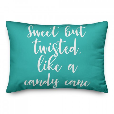 Sweet But Twisted Like A Candy Cane in Teal 14x20 Spun Poly Pillow